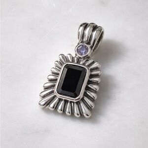 Vintage 925 Sterling Silver Thailand Pendant – Black Onyx & Amethyst – 6.82g